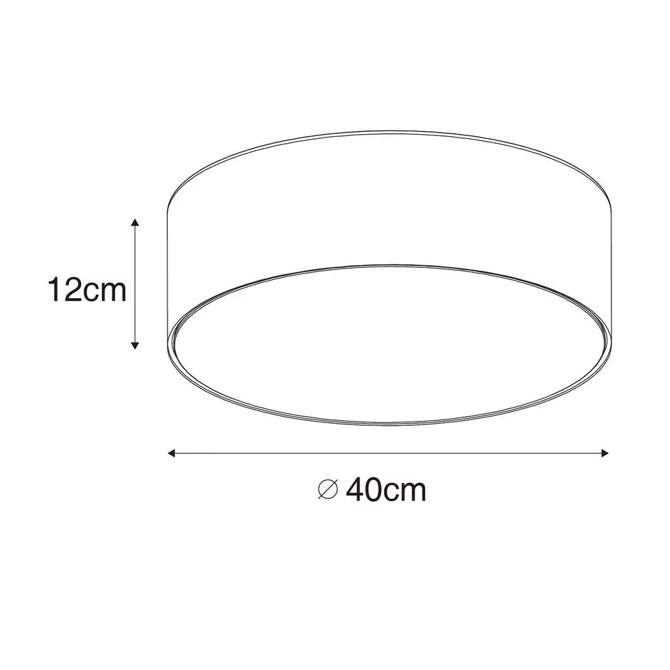 Qazqa plafondlampen drum zwart e27