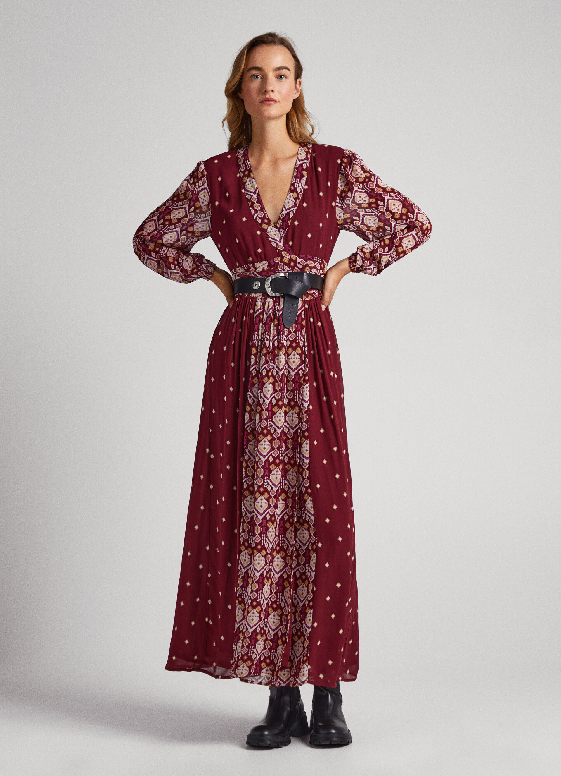 VESTIDO COM ESTAMPA COMBINADA - multicolorido