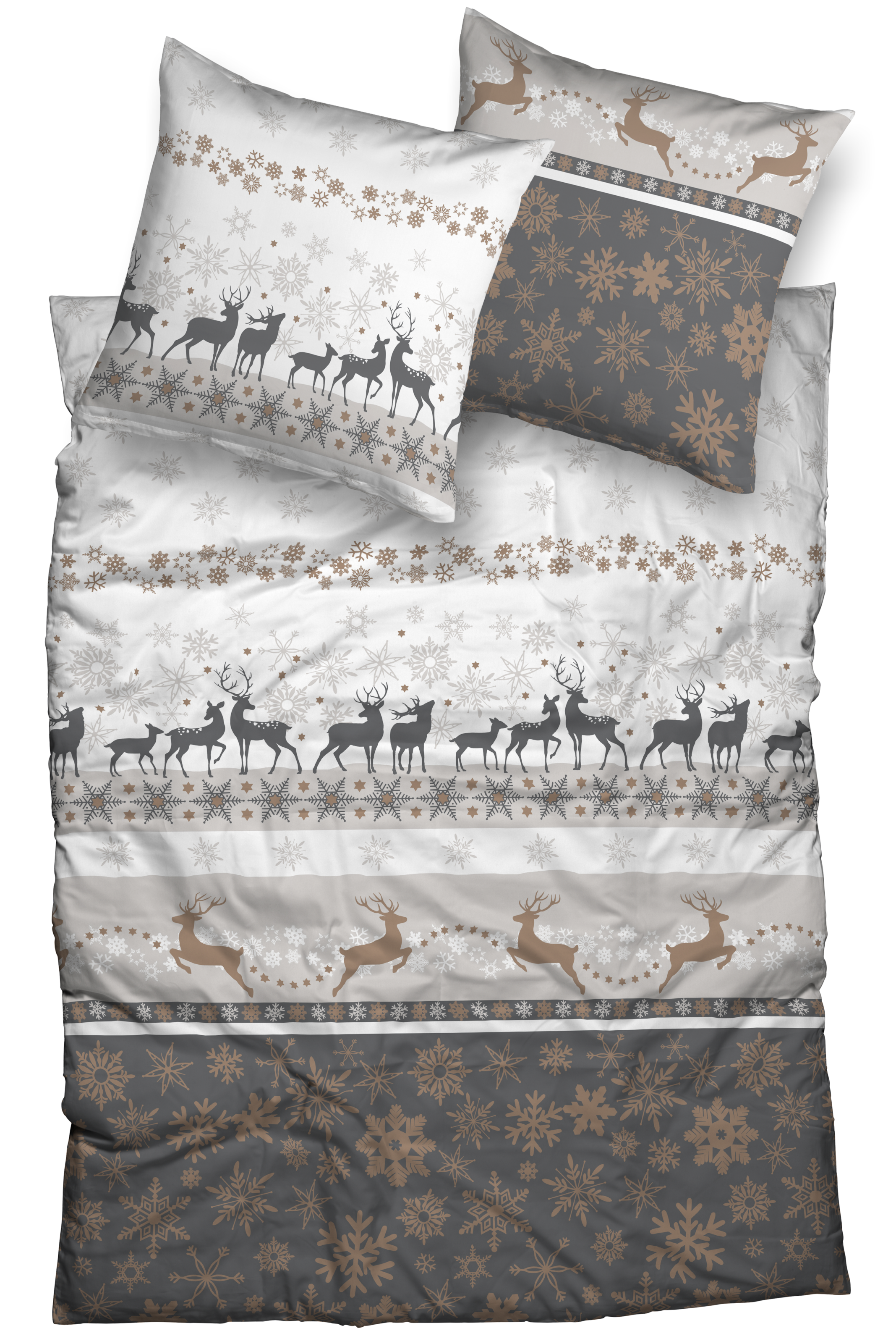 CASATEX Bettwäsche »Winterworld« 2 Stk. tlg. Hirschmotive, Schneekristalle, kuschelig