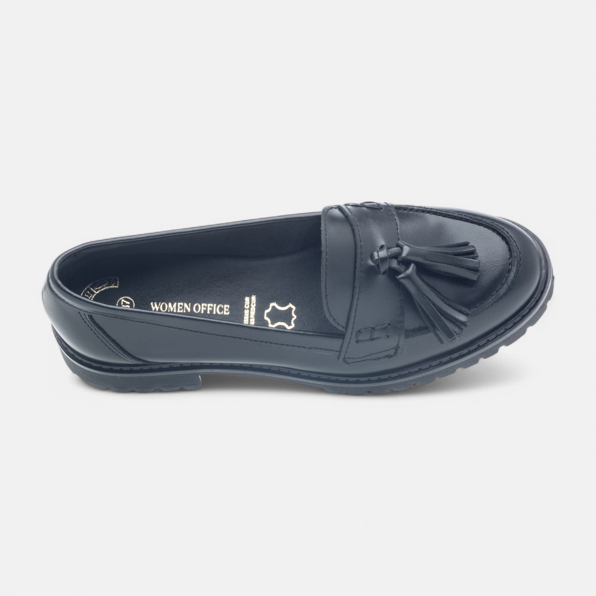 Mocassins Femme en cuir noir