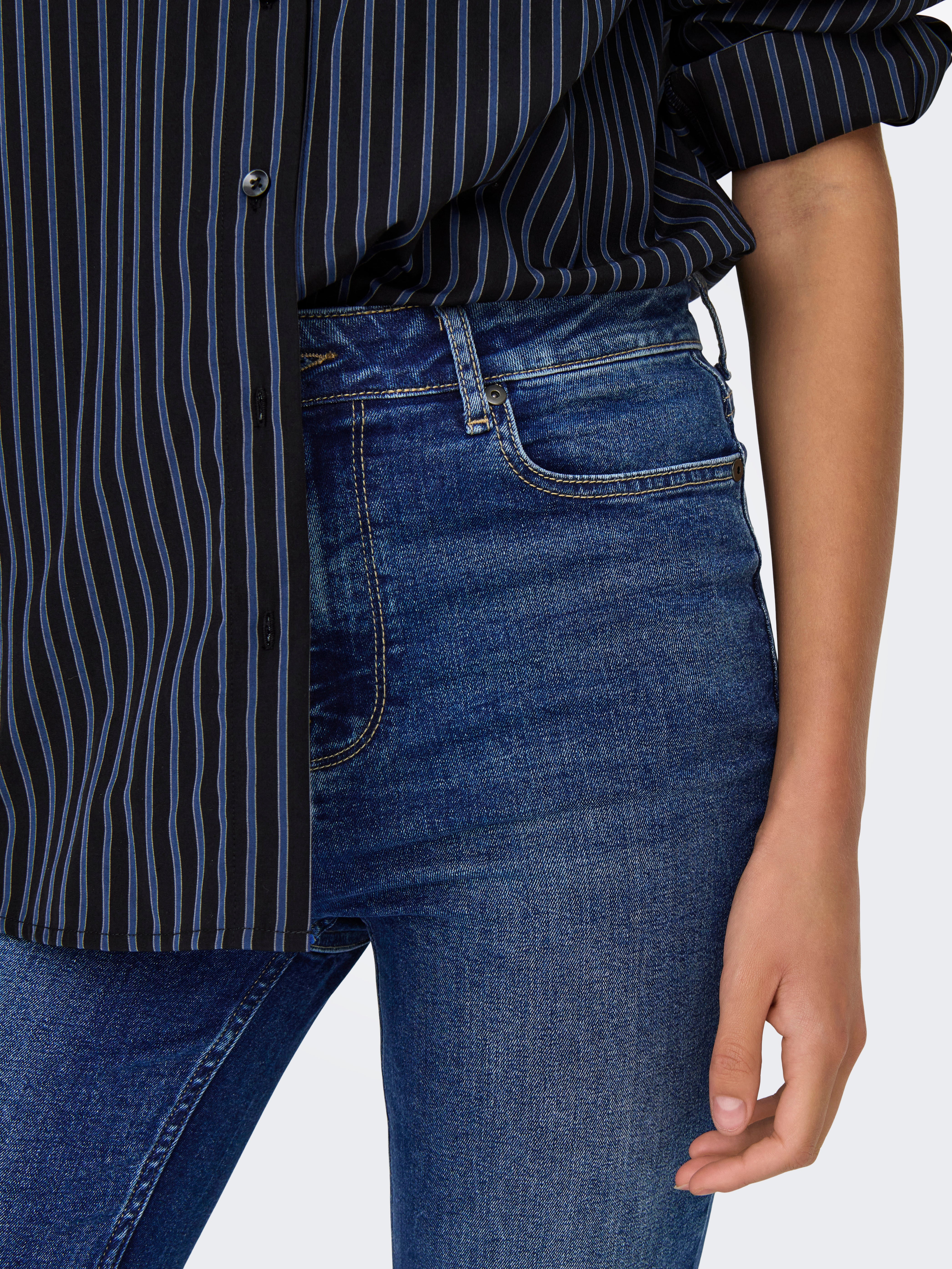 ONLLUNA Hohe Taille Ausgestellt Jeans Dark Blue Denim