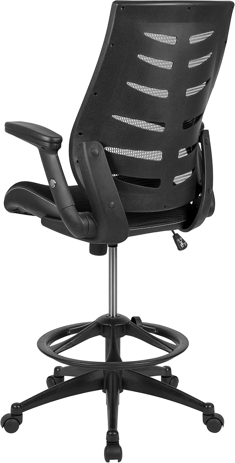 Flash Furniture BL-ZP-809D-BK-GG Stuhl, hohe Rückenlehne, mit verstellbarem Fußring und verstellbaren Klapparmen, Schwarz Modern 28