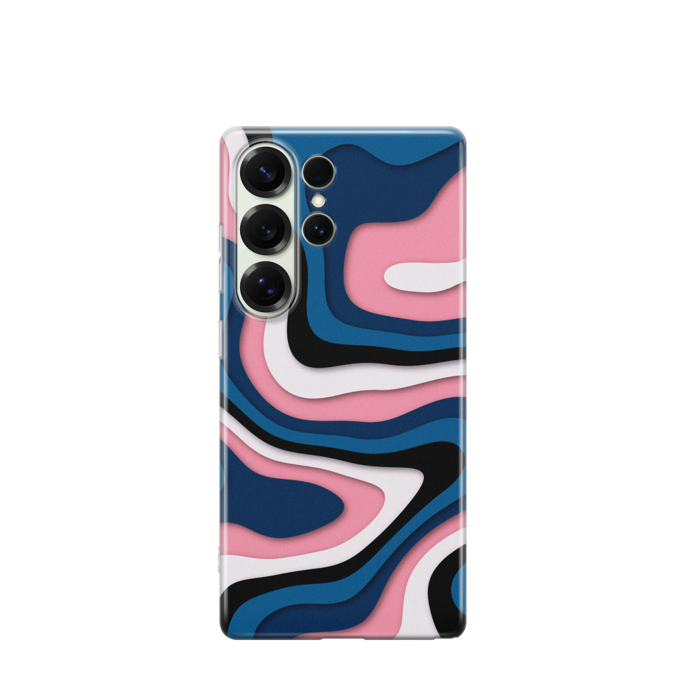 Samsung Galaxy S25 Ultra Gummi Hülle Abstrakte Wellen 1 - Blau