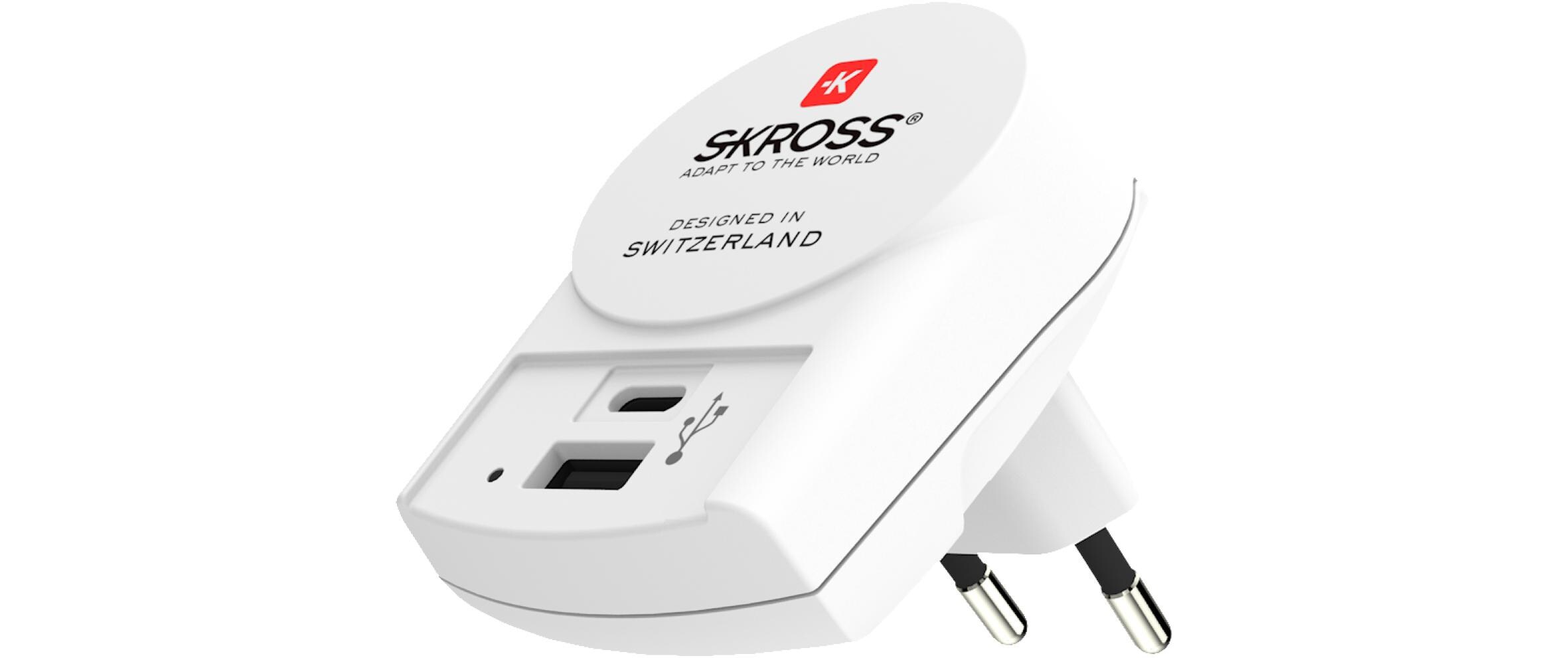 USB-Wandladegerät Euro, USB-A / USB-C, 27 W, WeissKraftvolles USB-Wandladegerät für zu Hause und unterwegs