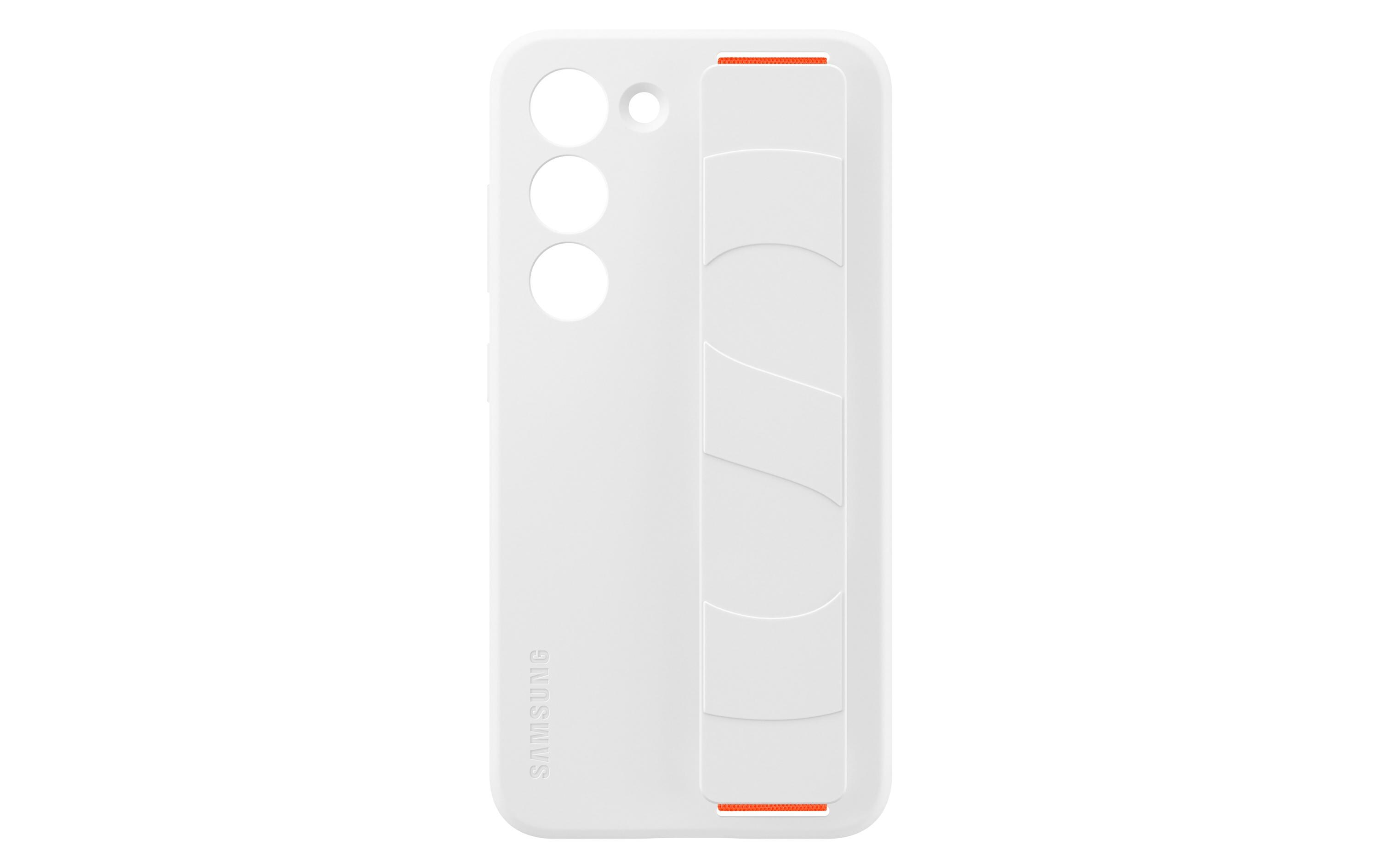 Back Cover Silicone Grip Galaxy S23 WeissSchutzhülle mit Handriemen für das Samsung Galaxy S23