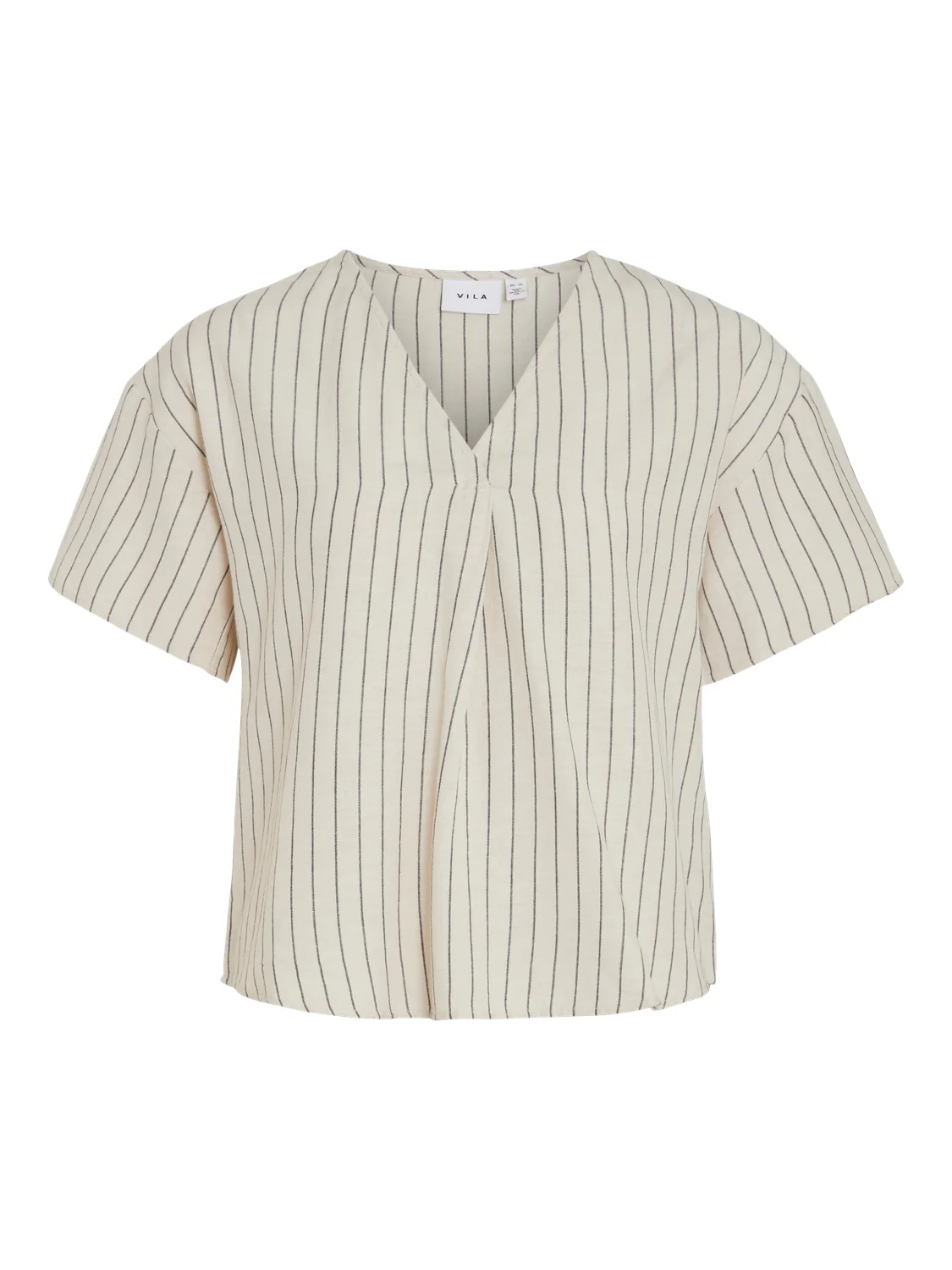 Vila  Viprisilla Striped V-Neck S/S top - Super Light Natural Melan
