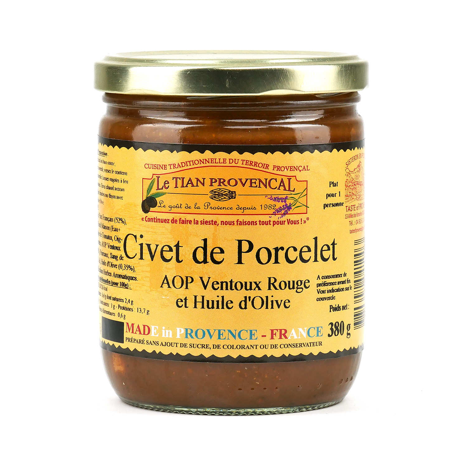 Civet de Porcelet VPF à l'AOC Côtes du Ventoux