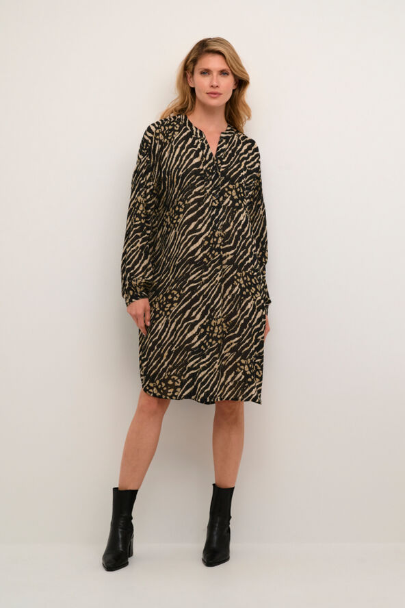 Kaffe KAkarina Amber Dress Black and brown animal print