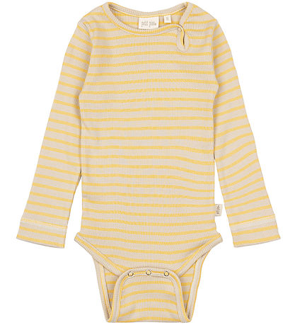 Petit Piao Body l/ä - Rib - Modal - Yellow So/Dark Off White