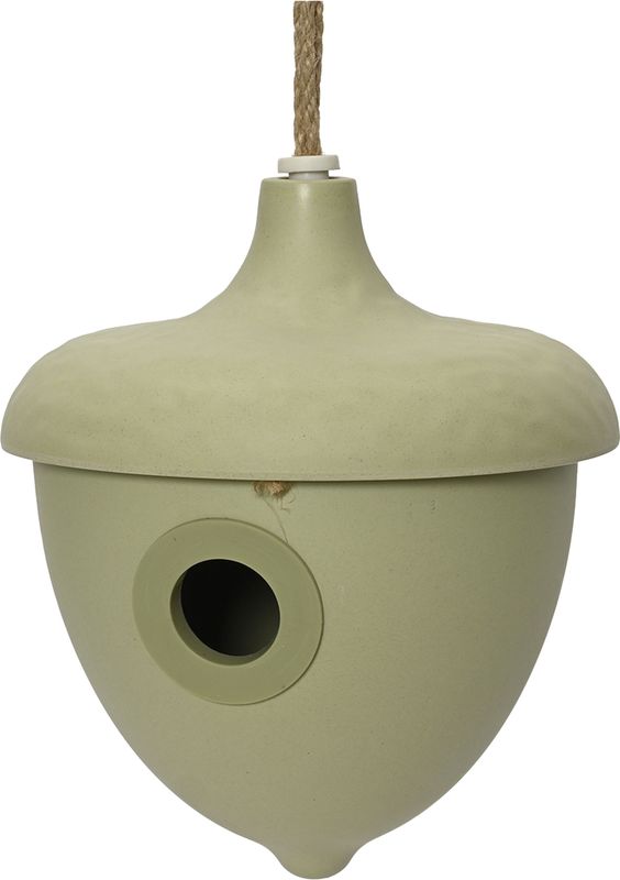 Decoris Vogelhuisje - bamboe hout - lichtgroen - D17 x H19 cm - nestkastje