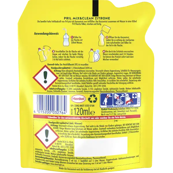Mix & Clean Geschirrspülmittel Konzentrat Zitrone