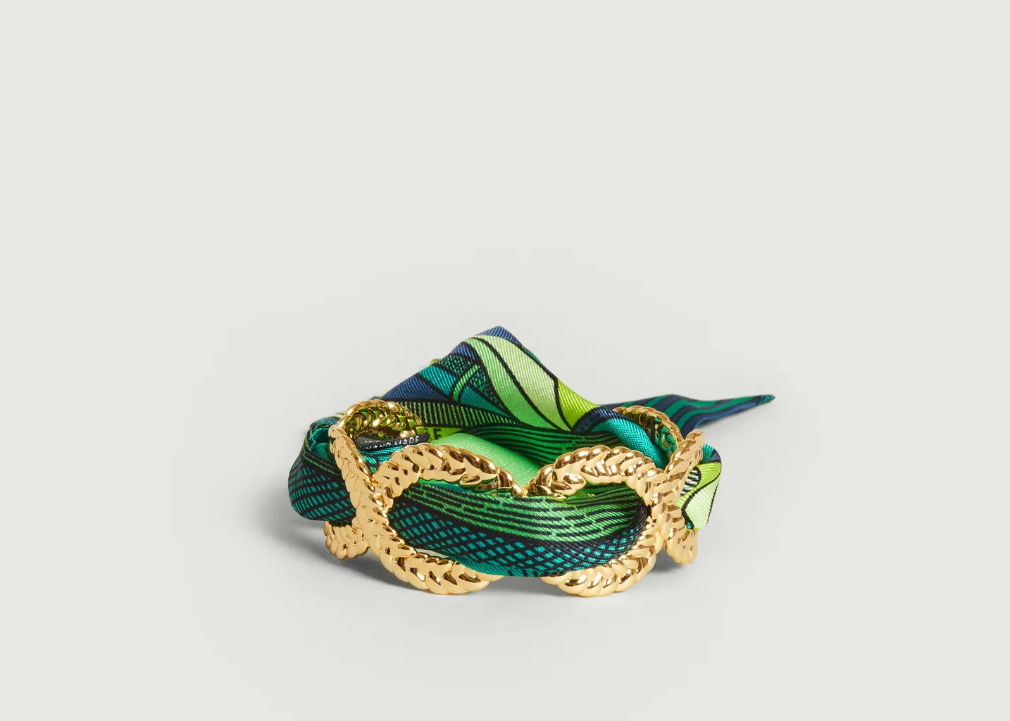 Bracelet manchette plaqué or et soie Tresse Jour sur mer An-nee