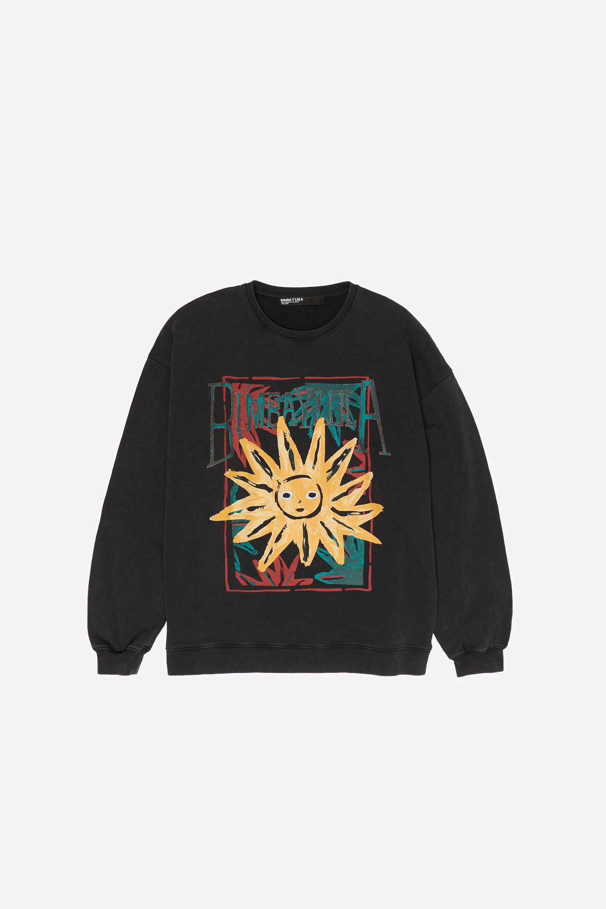 Moletom preto desbotado com logo do Sol