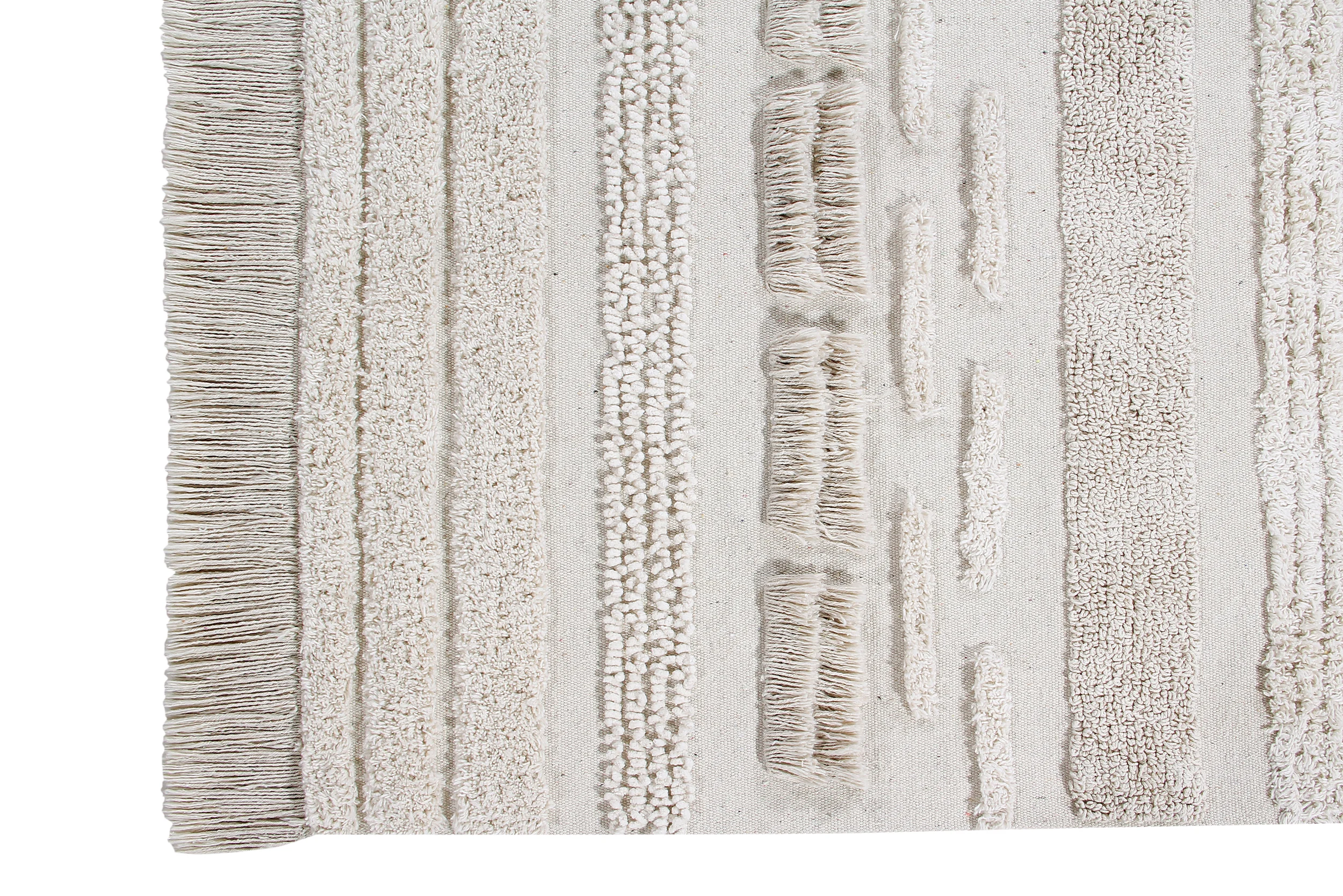 AIR NATUREL - Tapis rectangulaire lavable en coton | Beige