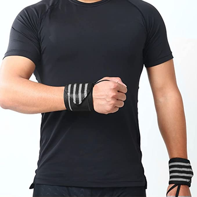 (1Paar) Unisex Handgelenk Stützen Fitness Wrist Wraps Verstellbare Crossfit Sport Bandagen - Schwarz / Grau
