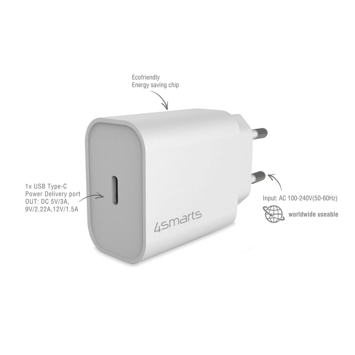 4smarts Schnelllade-Set 20W mit 1,5m Lightning Kabel f. iPhone