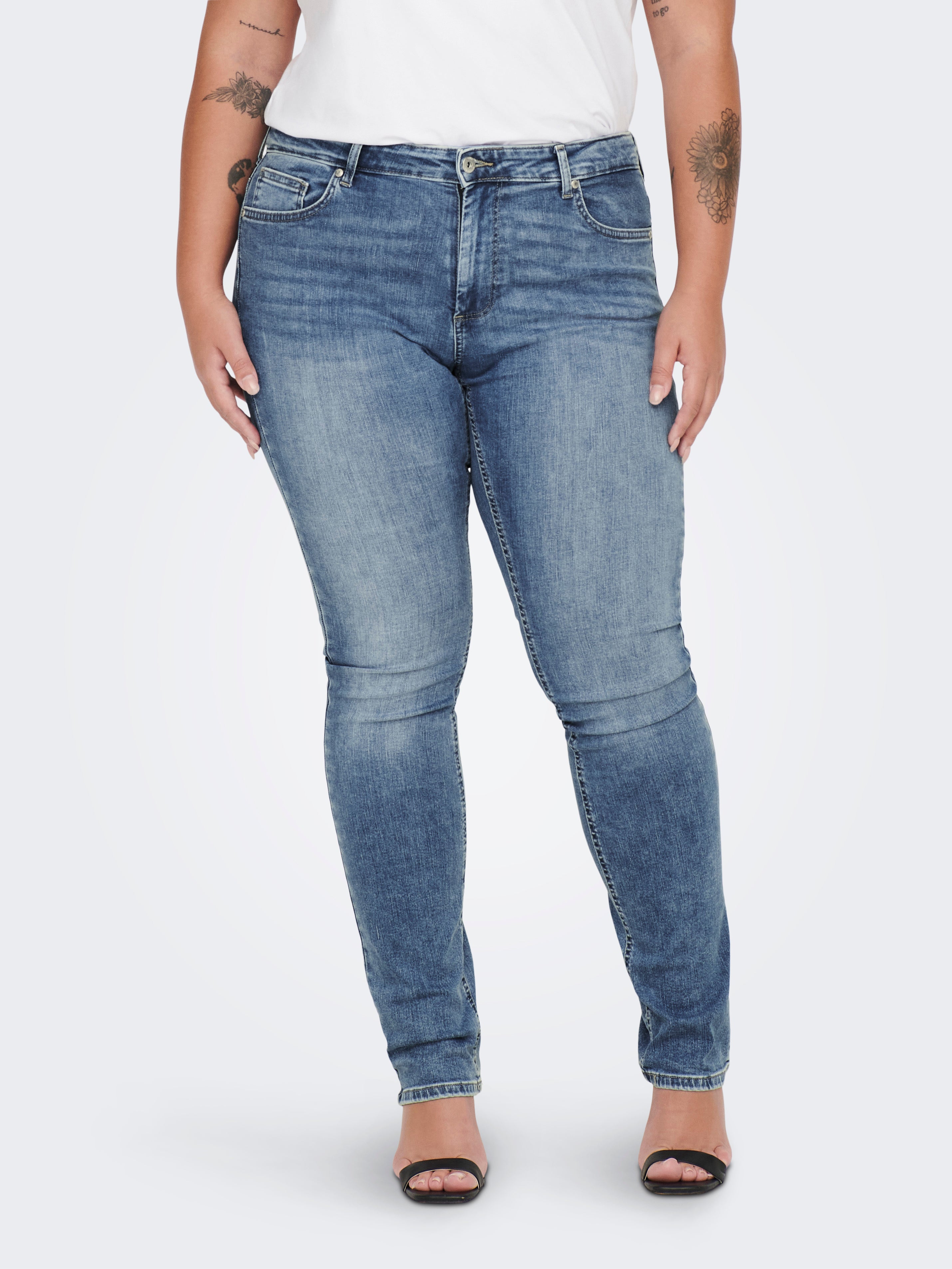 CARWILLY Mittlere Taille Skinny Fit Jeans Medium Blue Denim