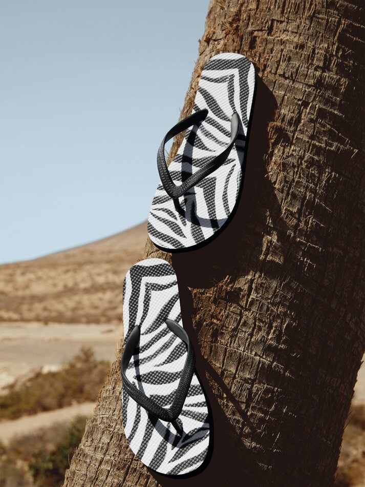 Chinelo de dedo estampado para banheiro - Combinado
