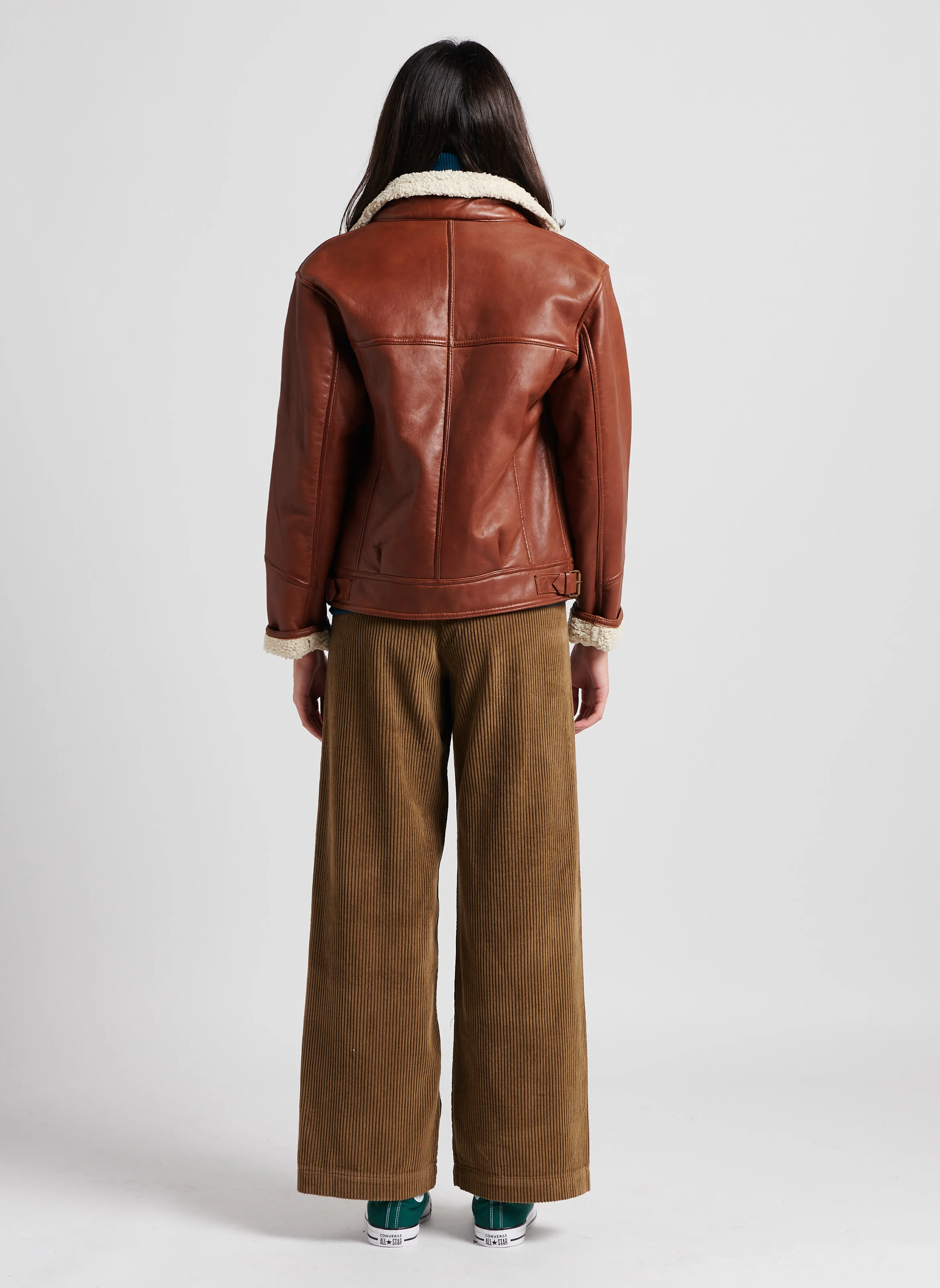 FOLIO - Manteau droit col classique en cuir | Rouge