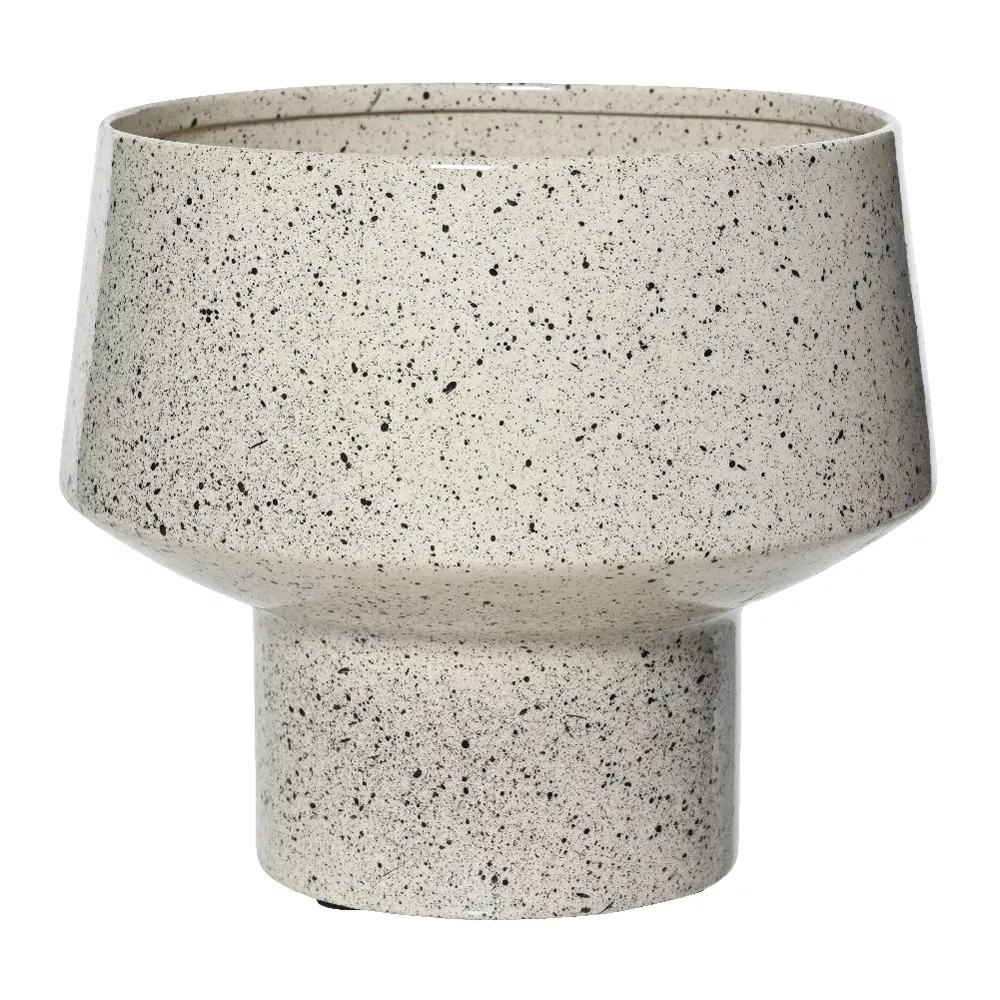 Cache-pot en métal (H16 cm) Terrazzo Ivoire