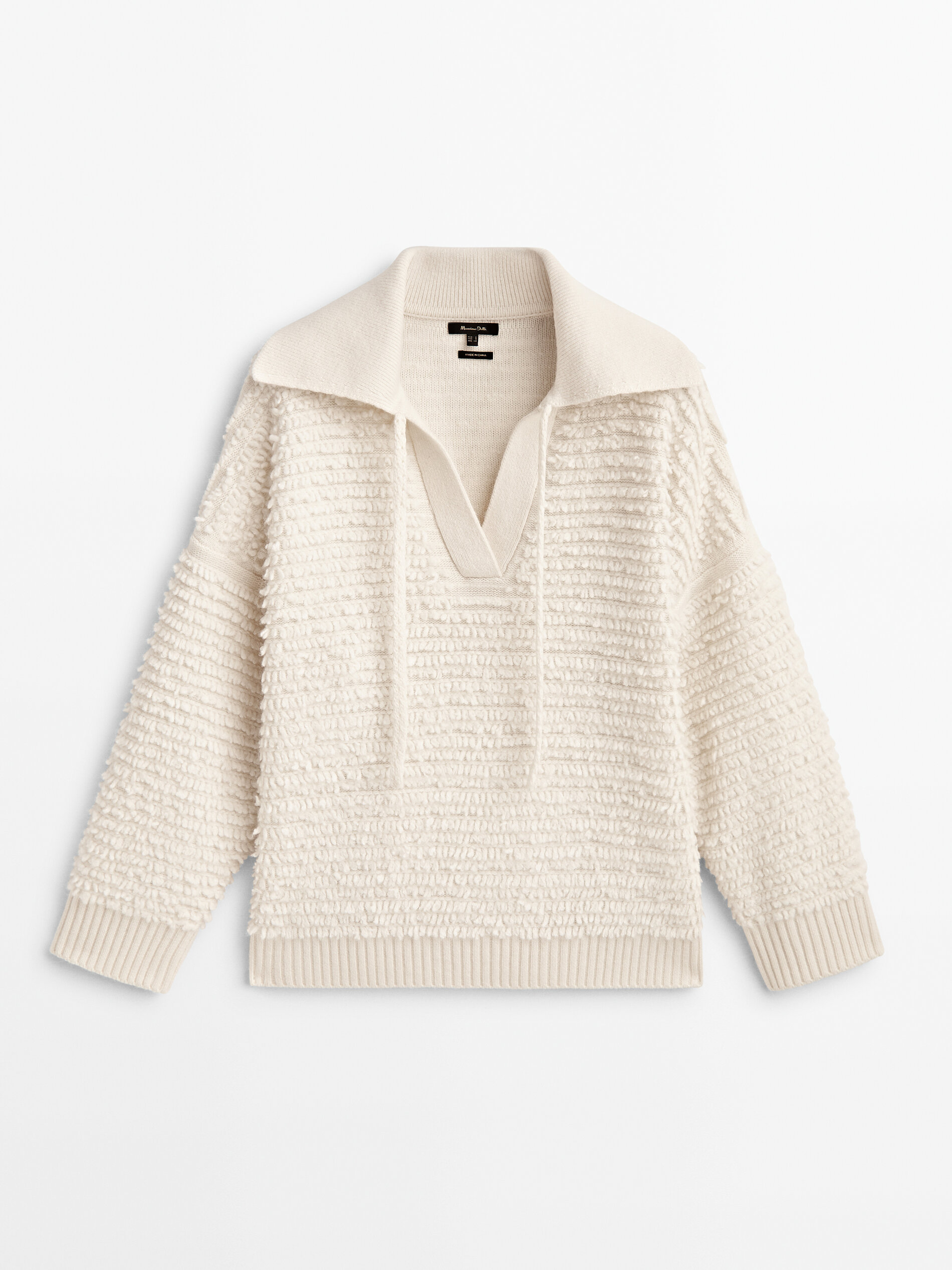 Jersey cuello polo ponto boucle - BEGE