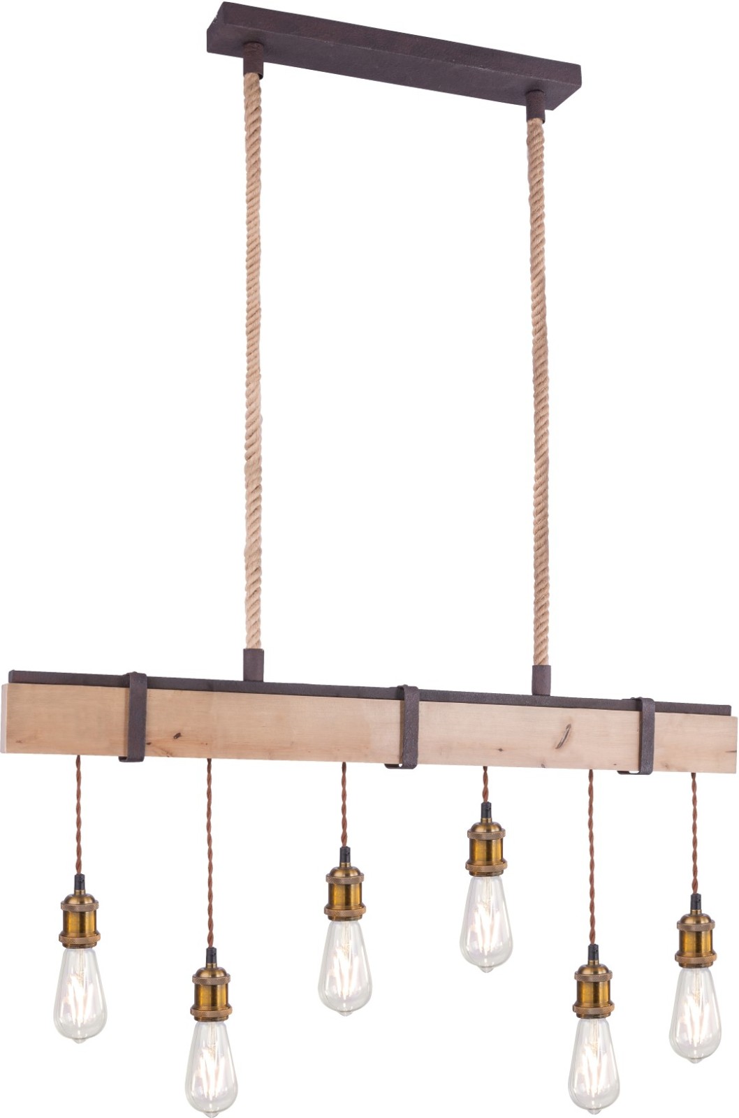 Pendelleuchte - natur-rostfarben - Seiloptik - 167 cm hoch