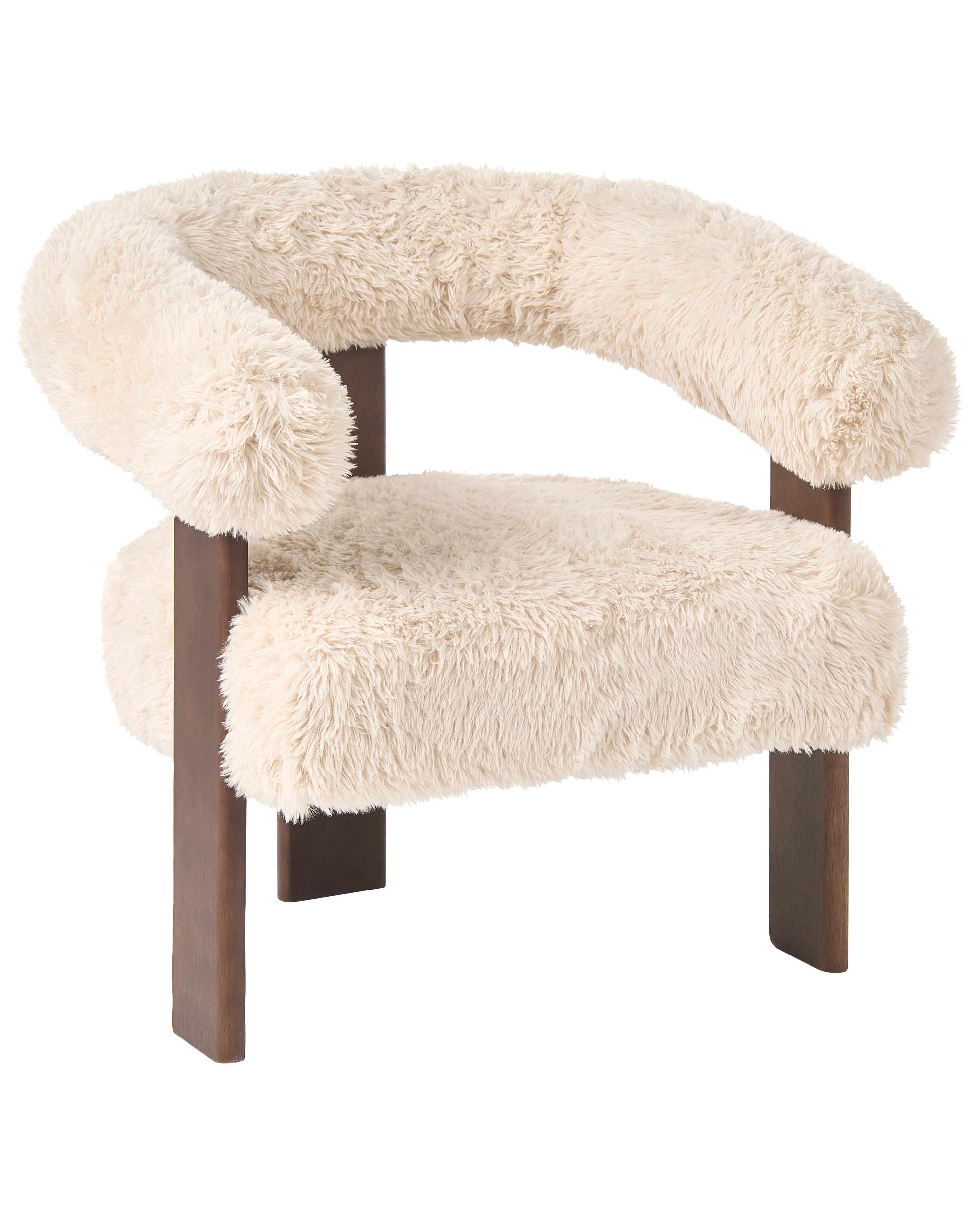 Fauteuil ILBRO Nepbont Gebroken wit/donkerbruin