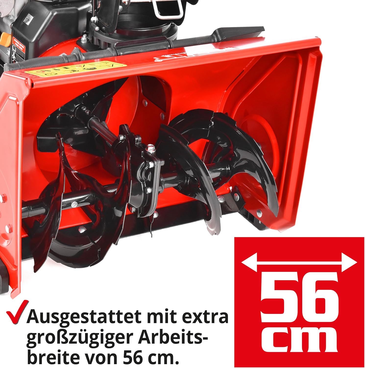 HECHT Schneefräse Benzin – 56 cm Arbeitsbreite – 2-stufig – 40 cm Arbeitshöhe – 11 m Auswurfweite – mit E-Start, 6-Vorwärts- & 2-Rückwärtsgänge, LED-Scheinwerfer