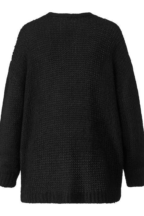 Strickjacke, oversized, offene Form, V-Ausschnitt, Langarm