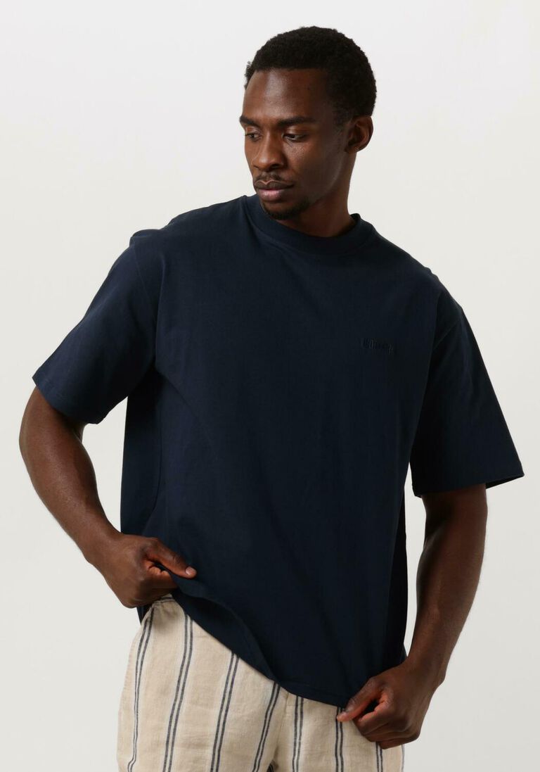 WOODBIRD donkerblauwe woodbird t-shirt wbbaine base tee