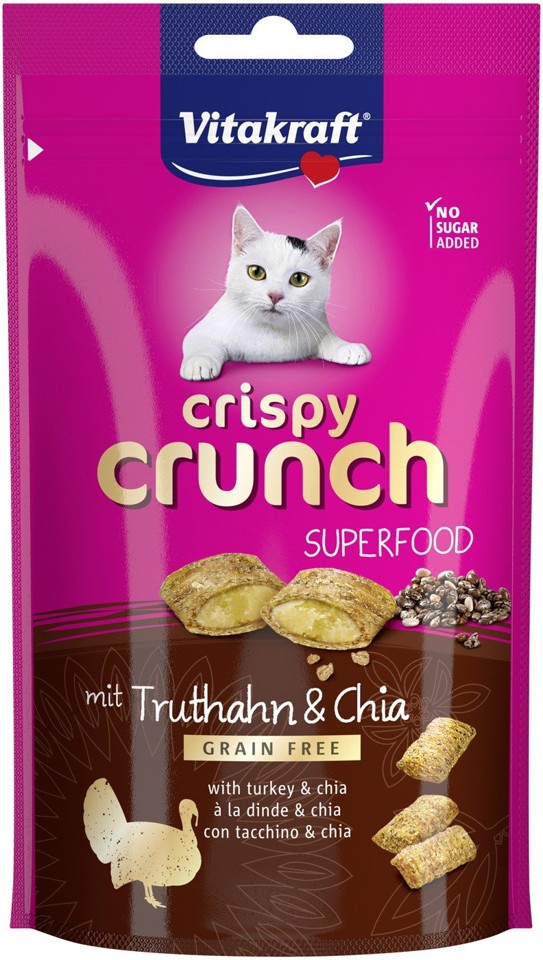 Vitakraft - Kattegodbider - 9 x Crispy Crunch m/kalkun og chiafrø