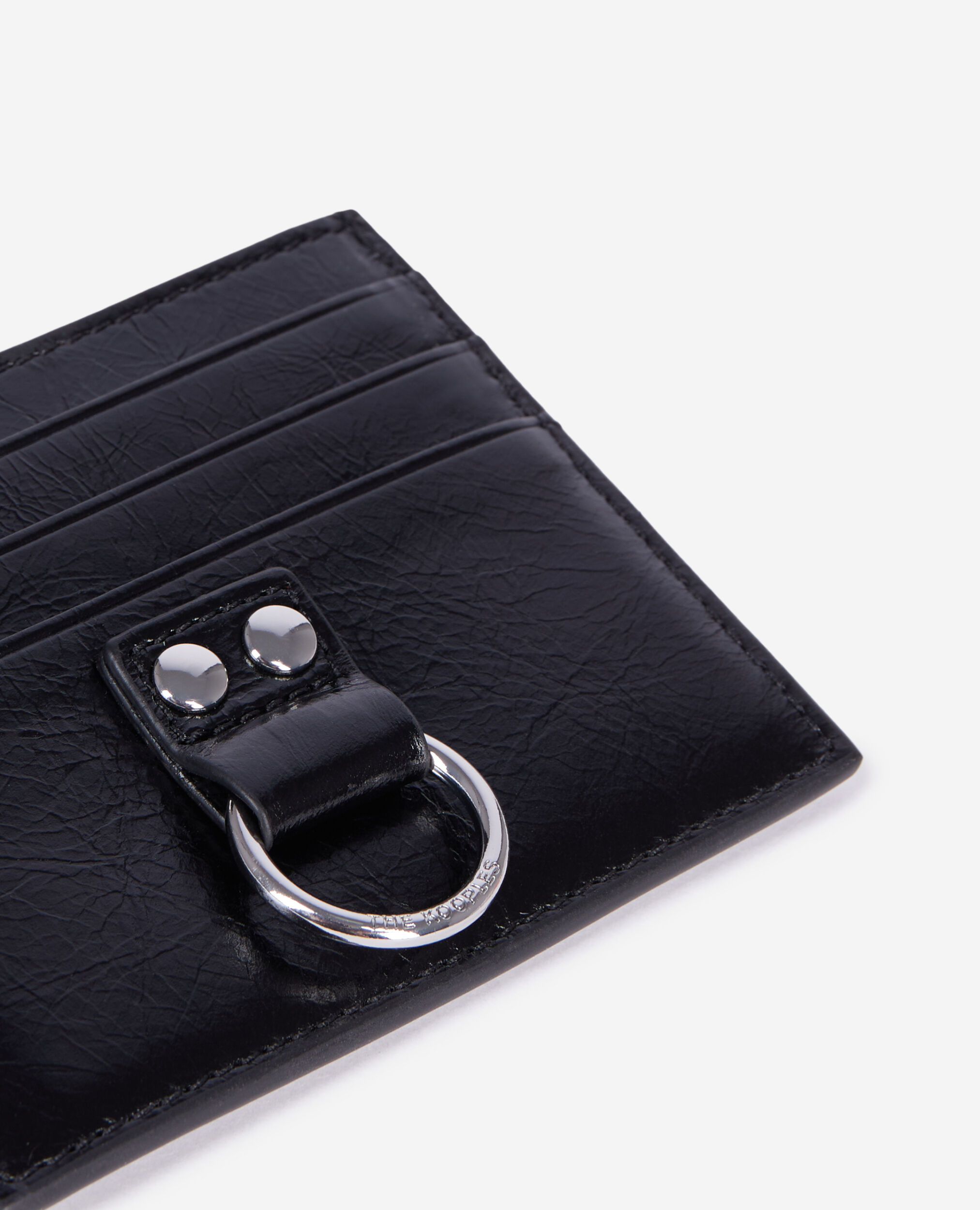 Porte-cartes Amelia en cuir craquelé noir