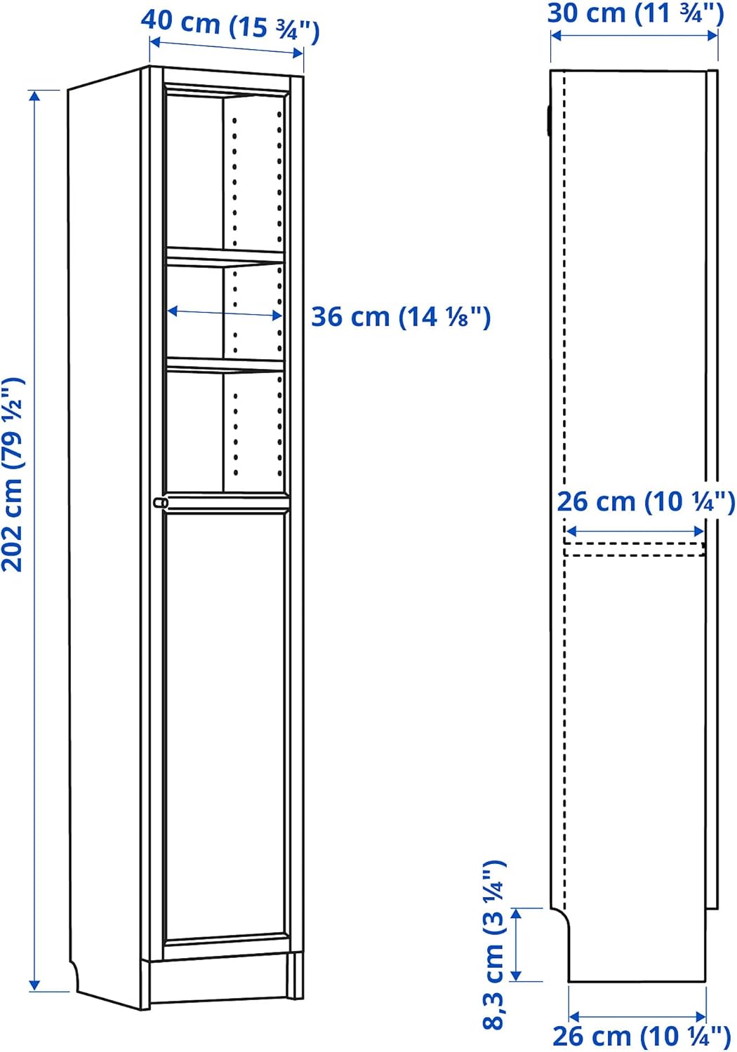 Ikea BILLY/OXBERG Bücherregal mit Paneel/Glastür, 40x30x202 cm, Eschenfurnier/Glas braun