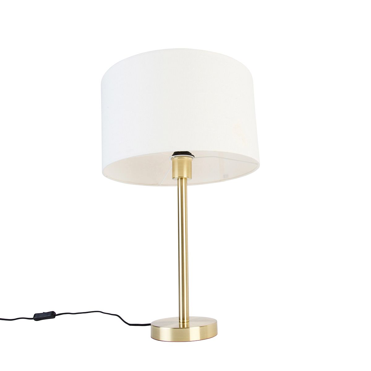 Klassieke tafellamp messing met kap wit 35 cm - Simplo