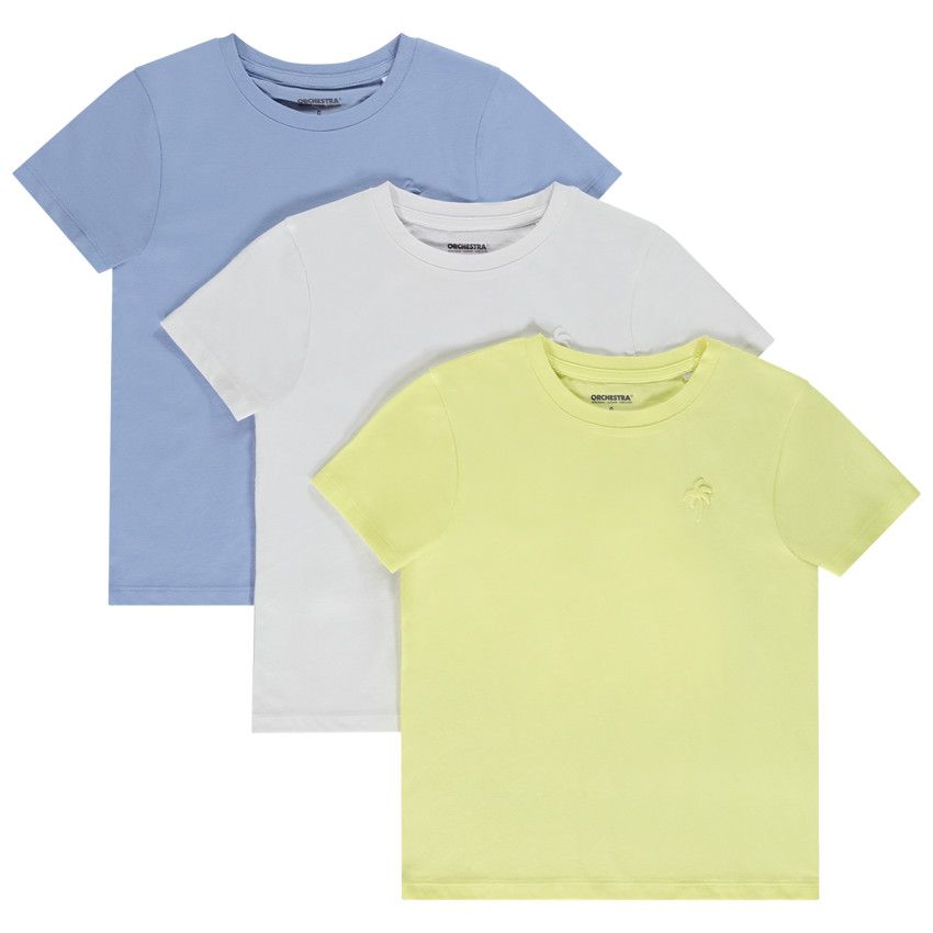 Lot de 3 t-shirts manches courtes puff print palmier pour garçon - Blanc