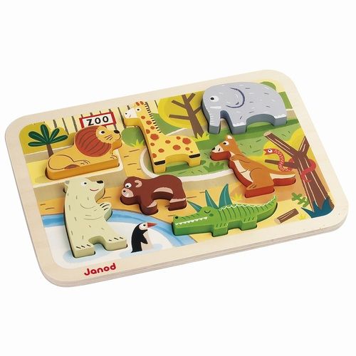 Janod houten chunky puzzel dierentuin (7st) 7022
