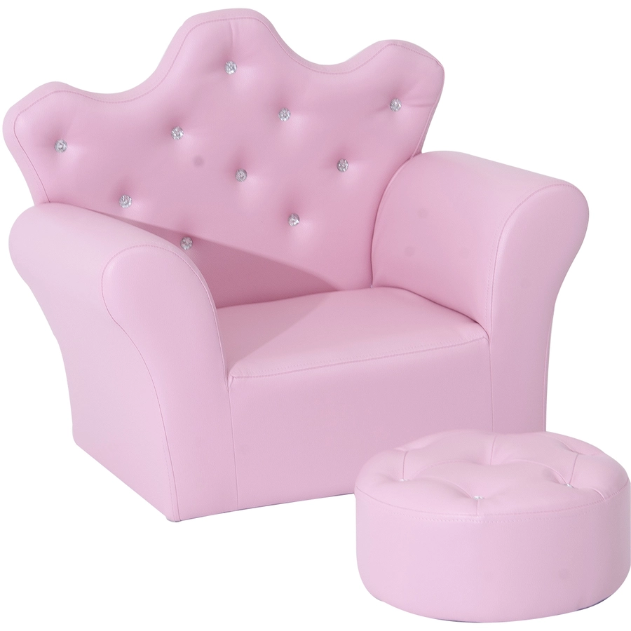 HOMCOM Kindersessel mit Kristallknöpfen rosa