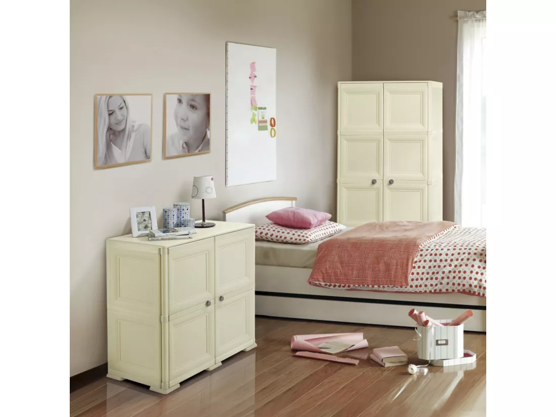 Tontarelli Armoire omnimodus - 2 modules avec porte en bois modèle angora en wengue 79 x 43 x 85,5cm