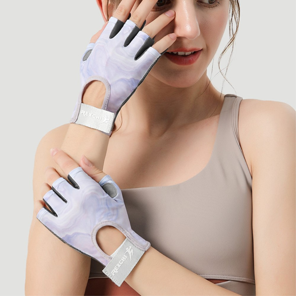 (1 Paar) Gr. S Atmungsaktive Fitness Trainingshandschuhe Rutschfeste Gym Handschuhe für Krafttraining / Bodybuilding / Crossfit - Lila