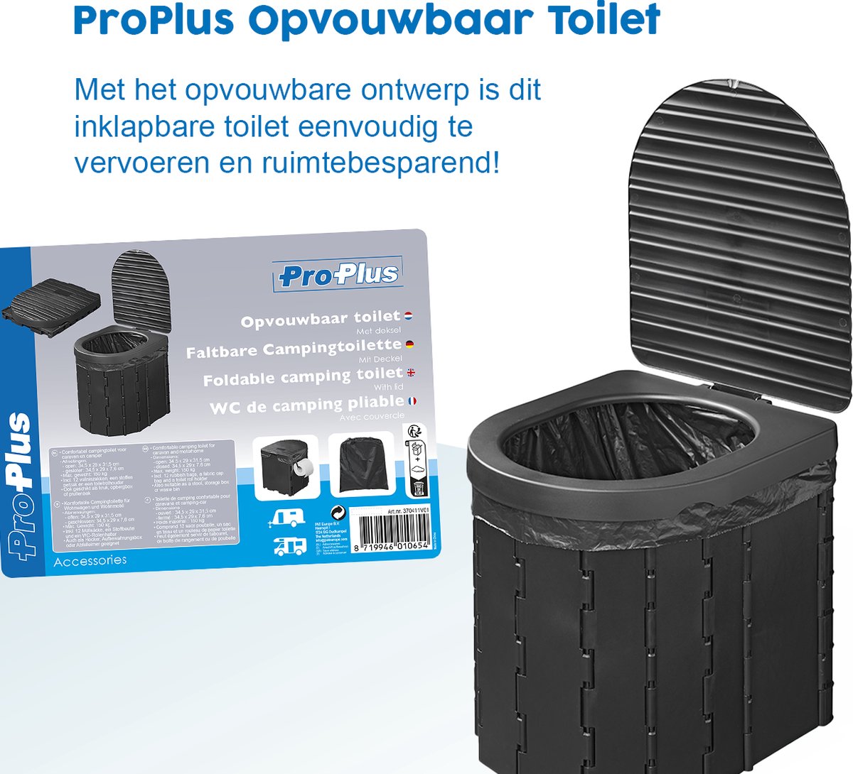 ProPlus opvouwbaar toilet met deksel
