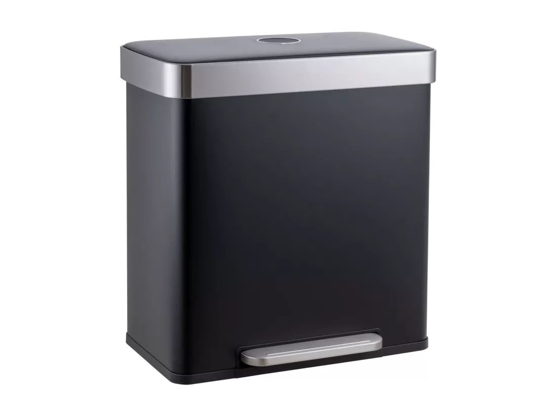 SVITA LT2X30 Poubelle 60l Poubelle à pédale 2 compartiments avec couvercle noir