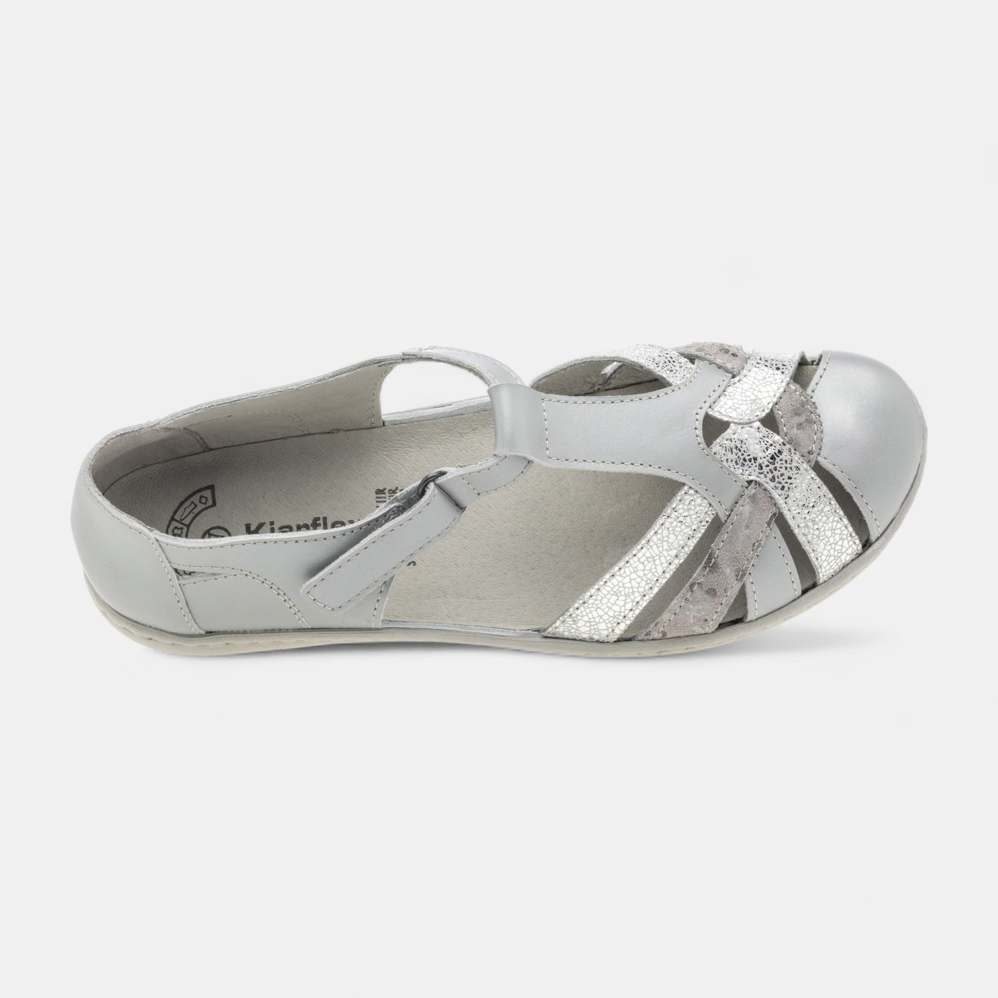 Nu-pieds confort Femme en cuir argent