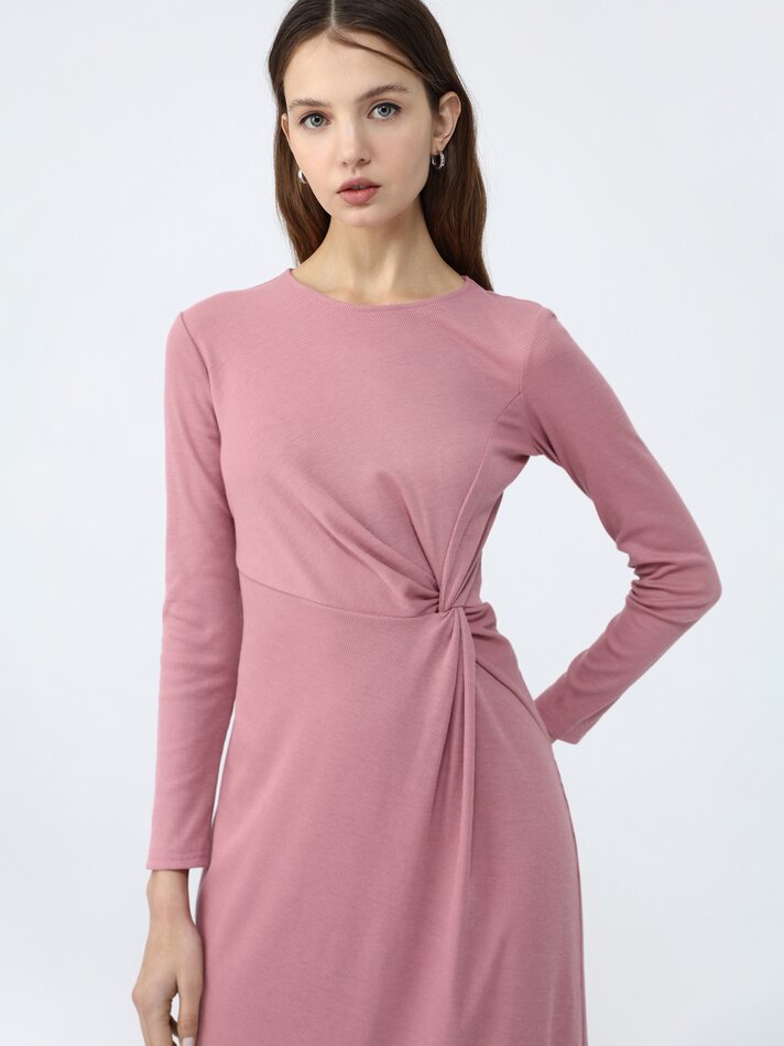 Vestido midi com nó - Rosa