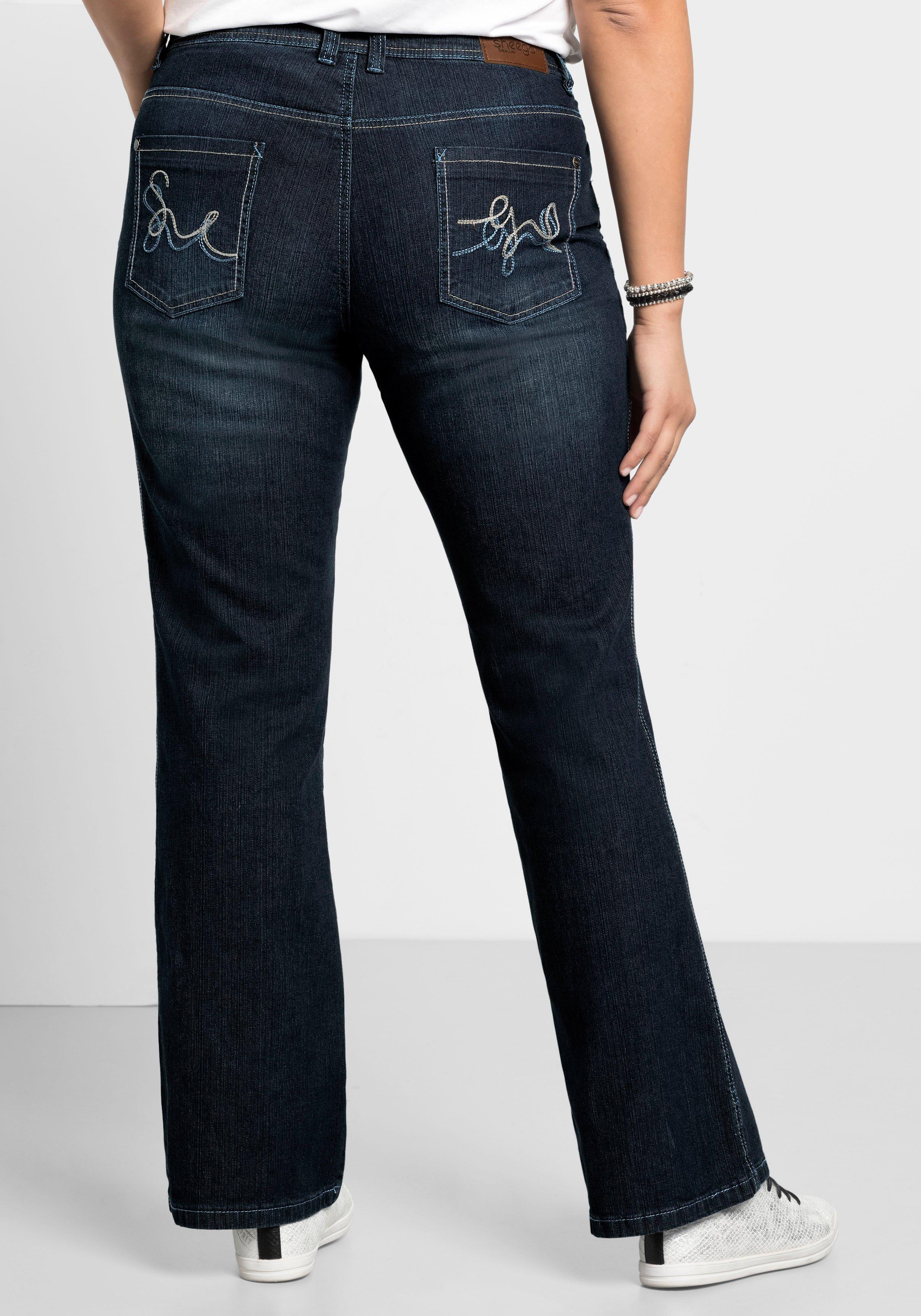 Bootcut-Jeans mit Used-Effekten