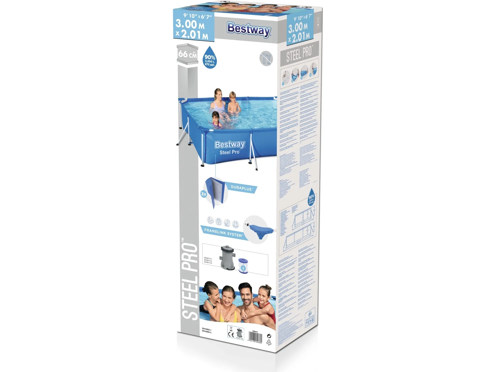 Bestway Steel Pro Frame Pool Set with Filter Pump 3x2.01x0.66m - 3.300 L