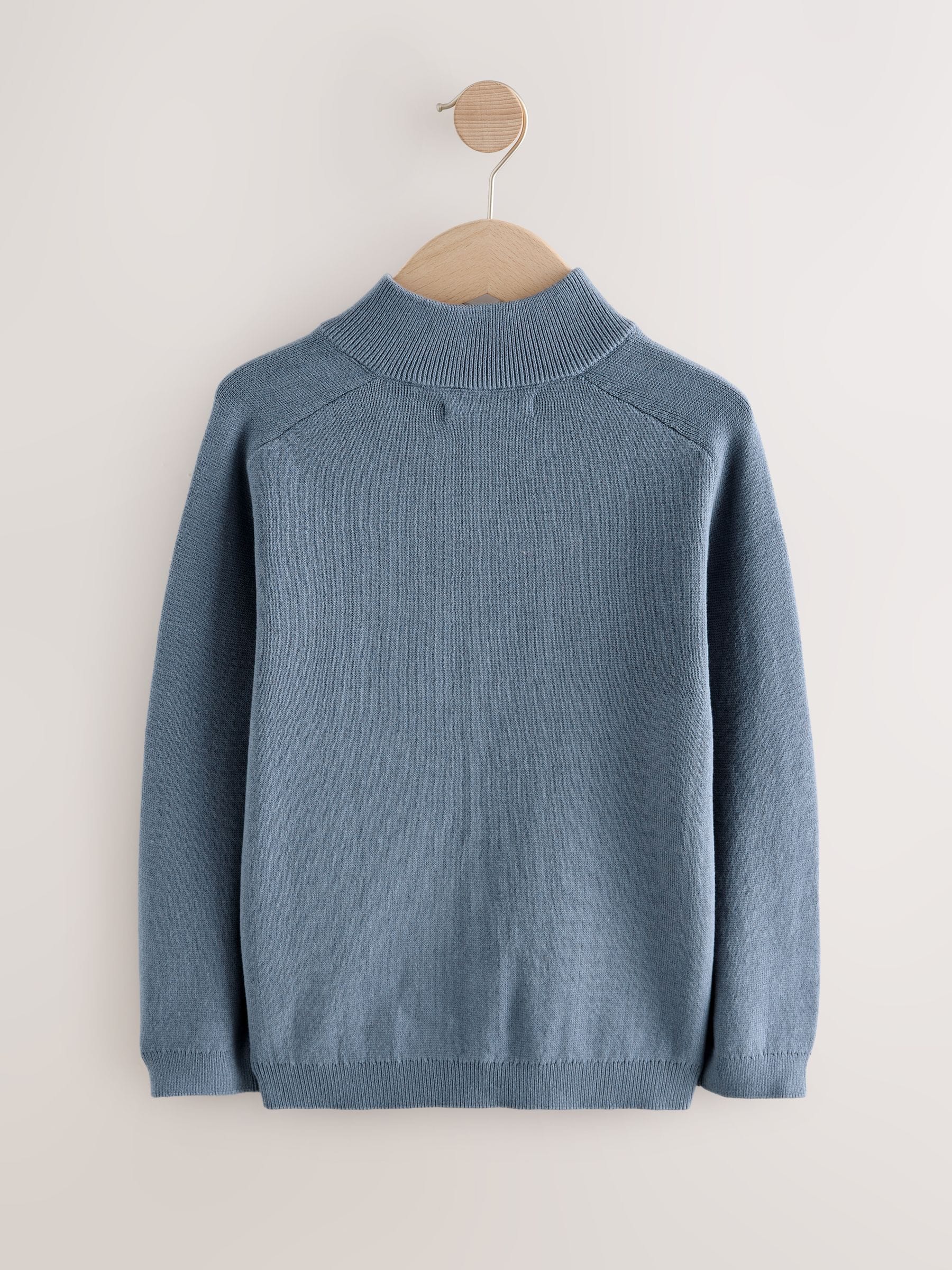 Blauw - Gebreid vest met rits (3-16 jr)