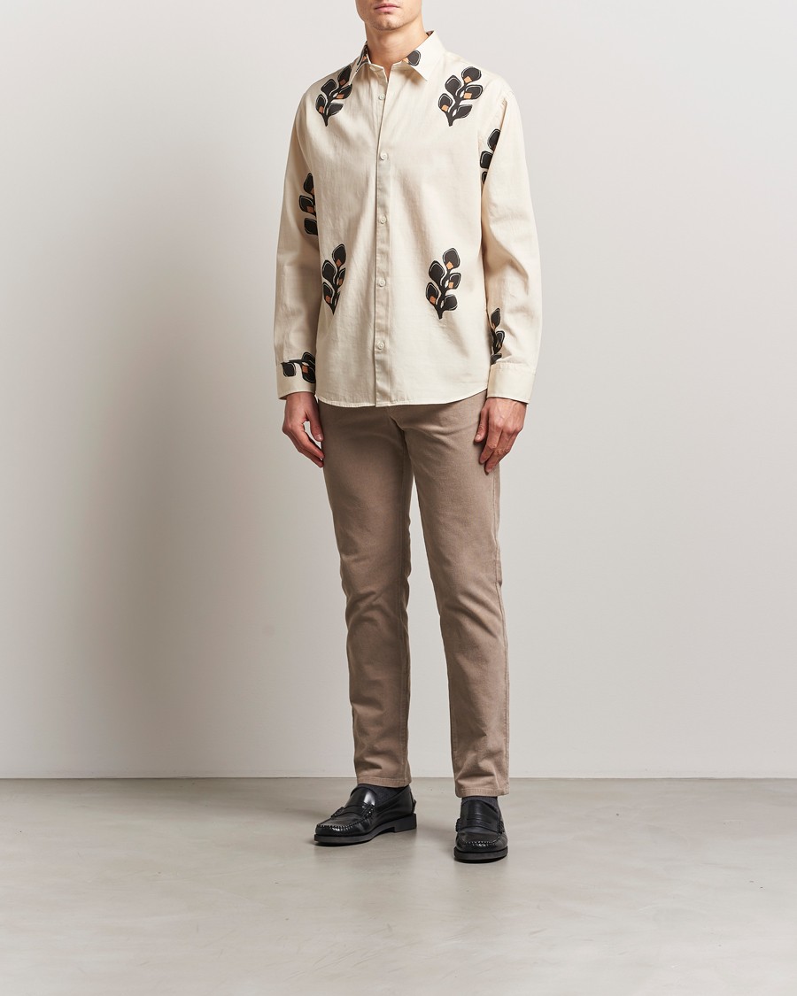 NN07 Freddy Printed Cotton/Lyocell Shirt Ivory