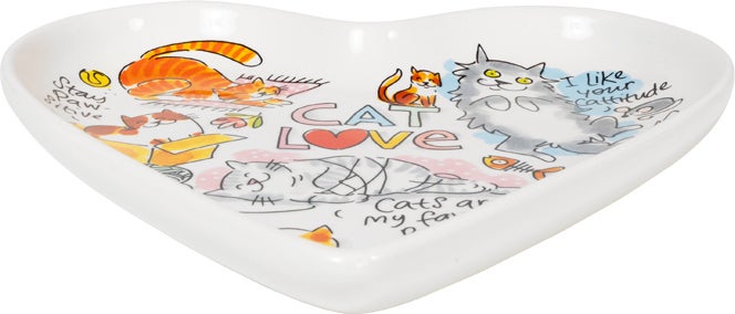 Blond Amsterdam ontbijtbord dier hart Cat multi 22 x 22 x 1,5 cm