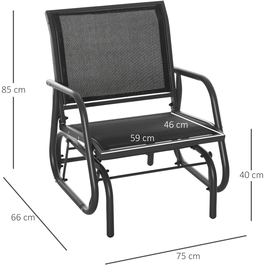 Outsunny Gartenstuhl mit Gleitsystem schwarz