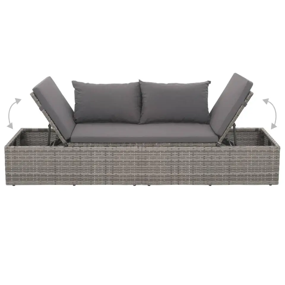 vidaXL - Loungebed - Grijs - Poly rattan